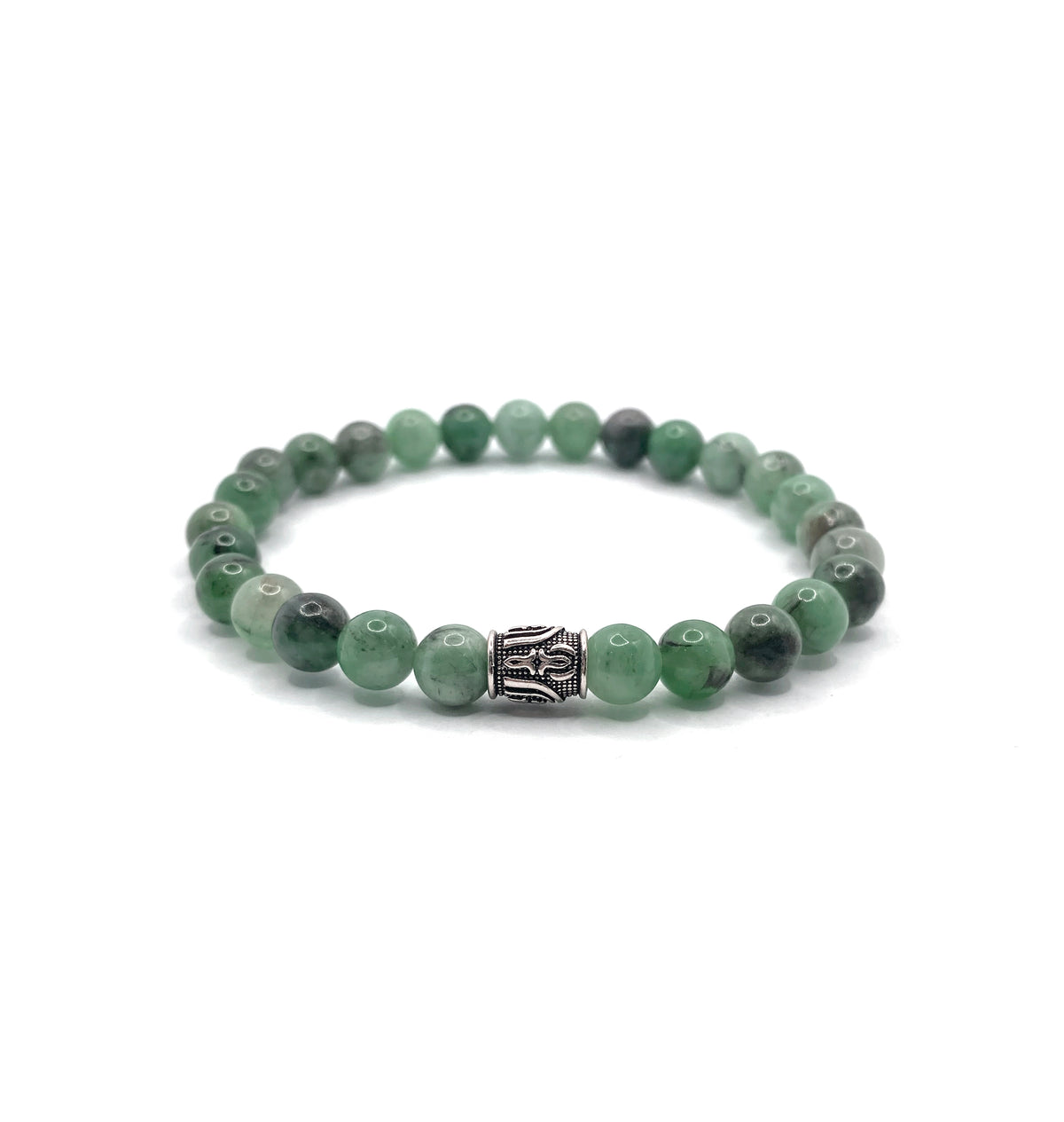 Hakiki Doğal Sertifikalı Zümrüt Doğal Taş Gümüş Aparatlı Misinalı Bileklik 6mm