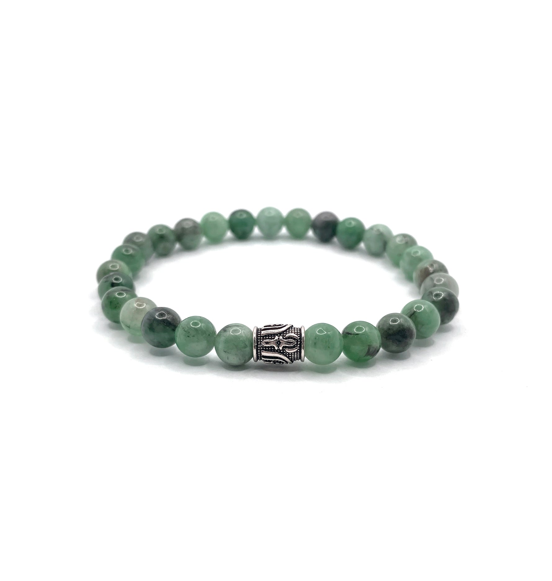 Hakiki Doğal Sertifikalı Zümrüt Doğal Taş Gümüş Aparatlı Misinalı Bileklik 6mm