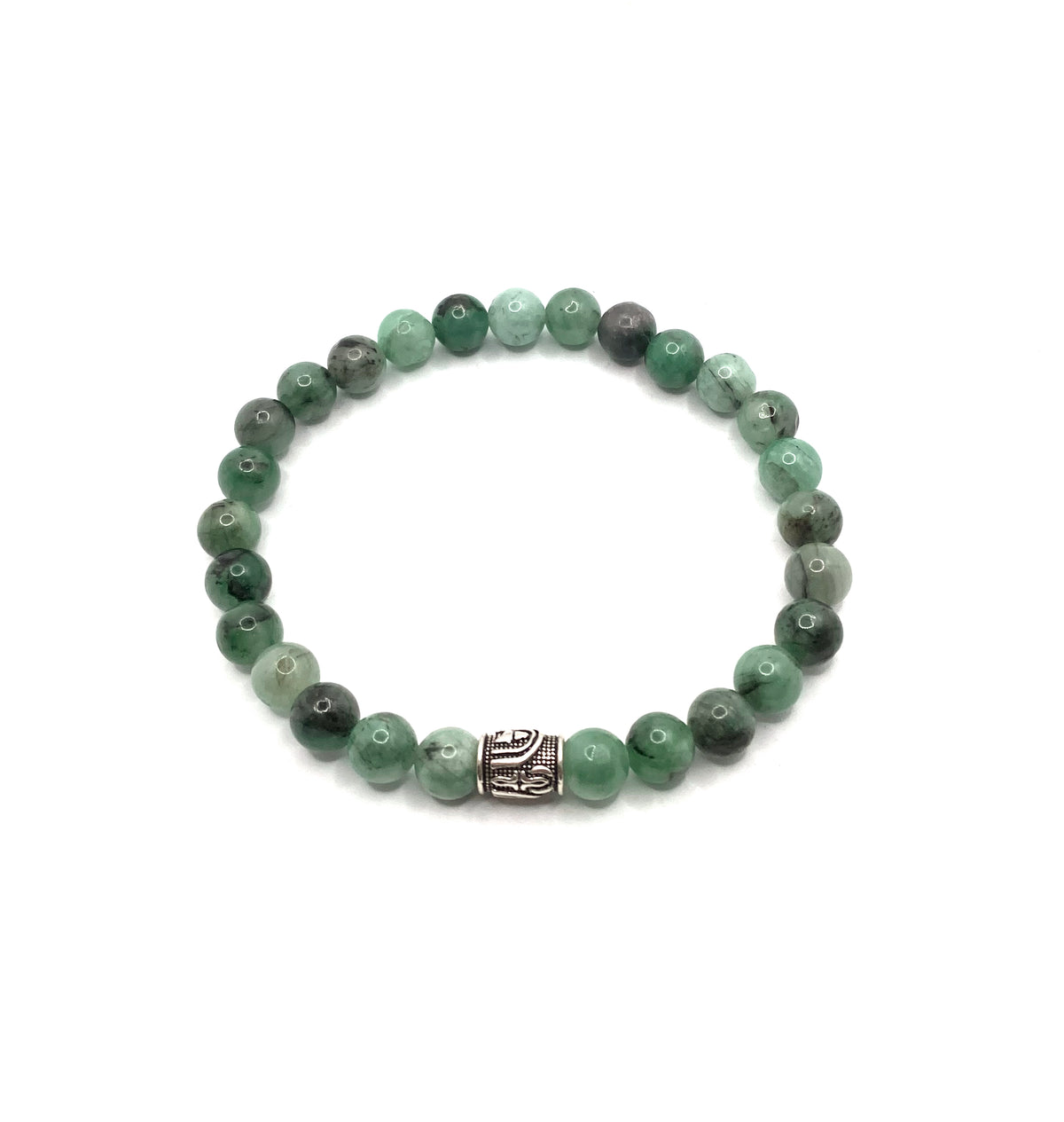 Hakiki Doğal Sertifikalı Zümrüt Doğal Taş Gümüş Aparatlı Misinalı Bileklik 6mm