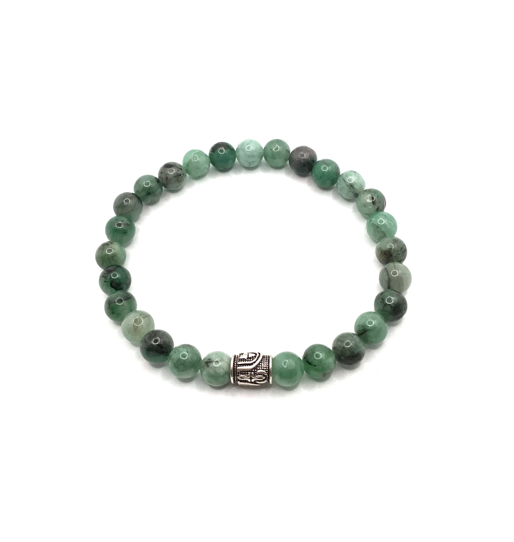 Hakiki Doğal Sertifikalı Zümrüt Doğal Taş Gümüş Aparatlı Misinalı Bileklik 6mm