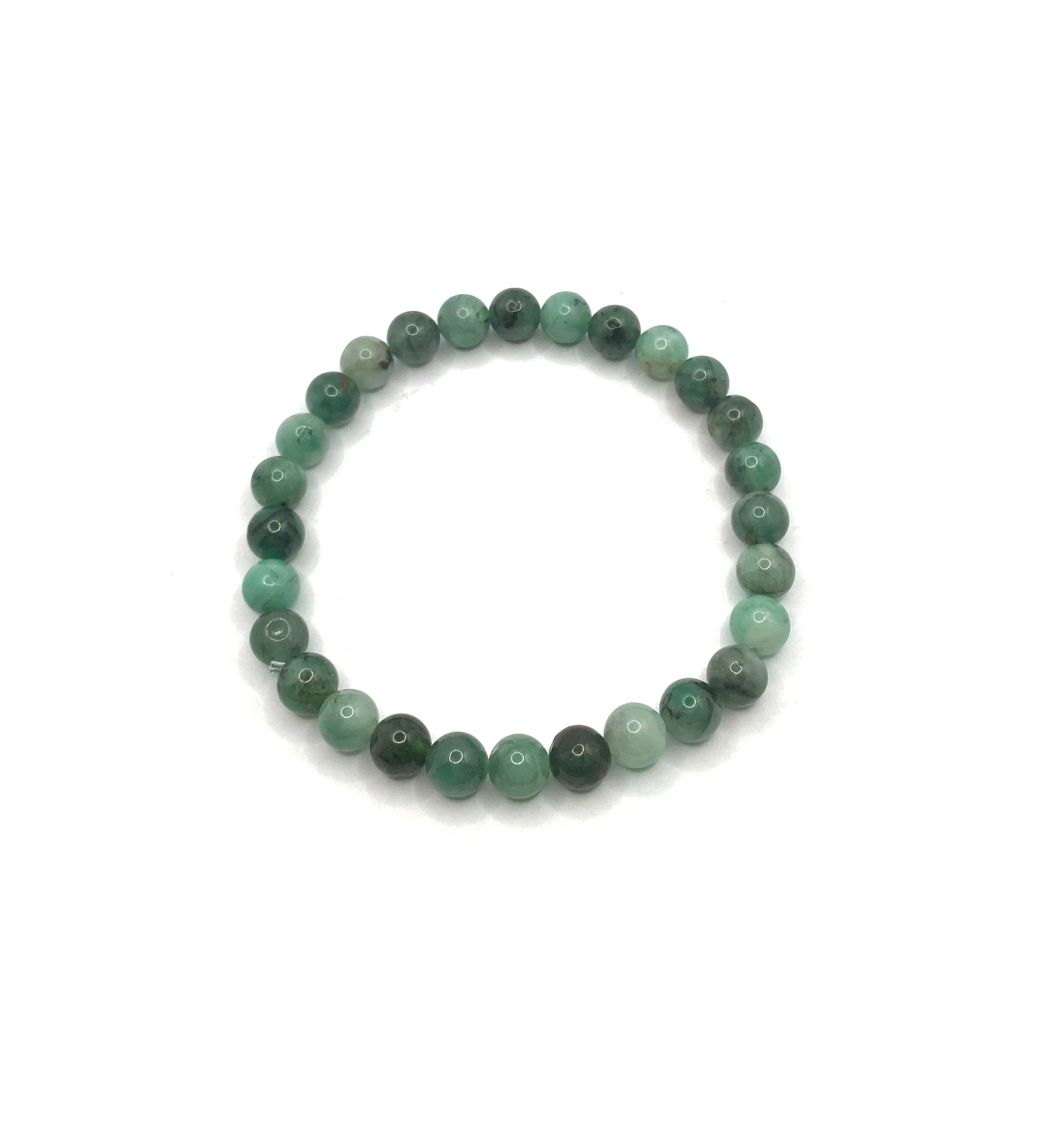 Hakiki Doğal Sertifikalı Zümrüt Doğal Taş Misinalı Bileklik 6mm