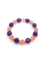 Hakiki Orijinal Sertifikalı Yemen Akiği - Fasetli Ametist  - Hematit Doğal Taş Misinalı Bileklik 