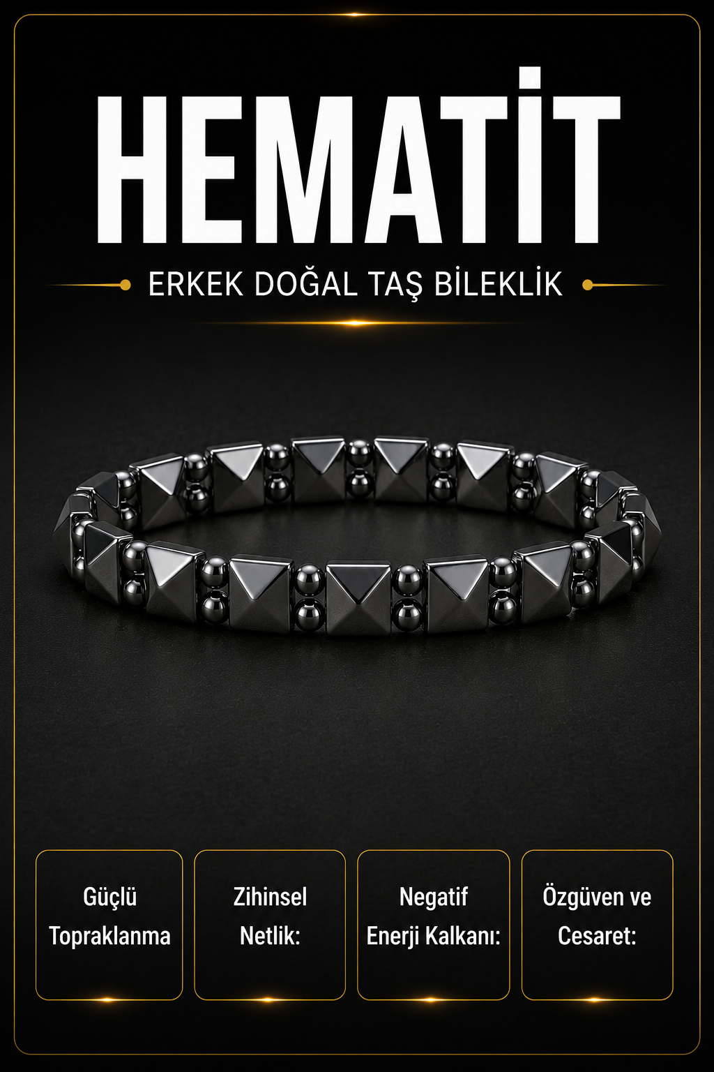 Hematit Erkek Bileklik Yeni Seri No:3