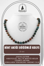 Hint Akiği 8 mm Düğümlü Doğal Taş Kolye