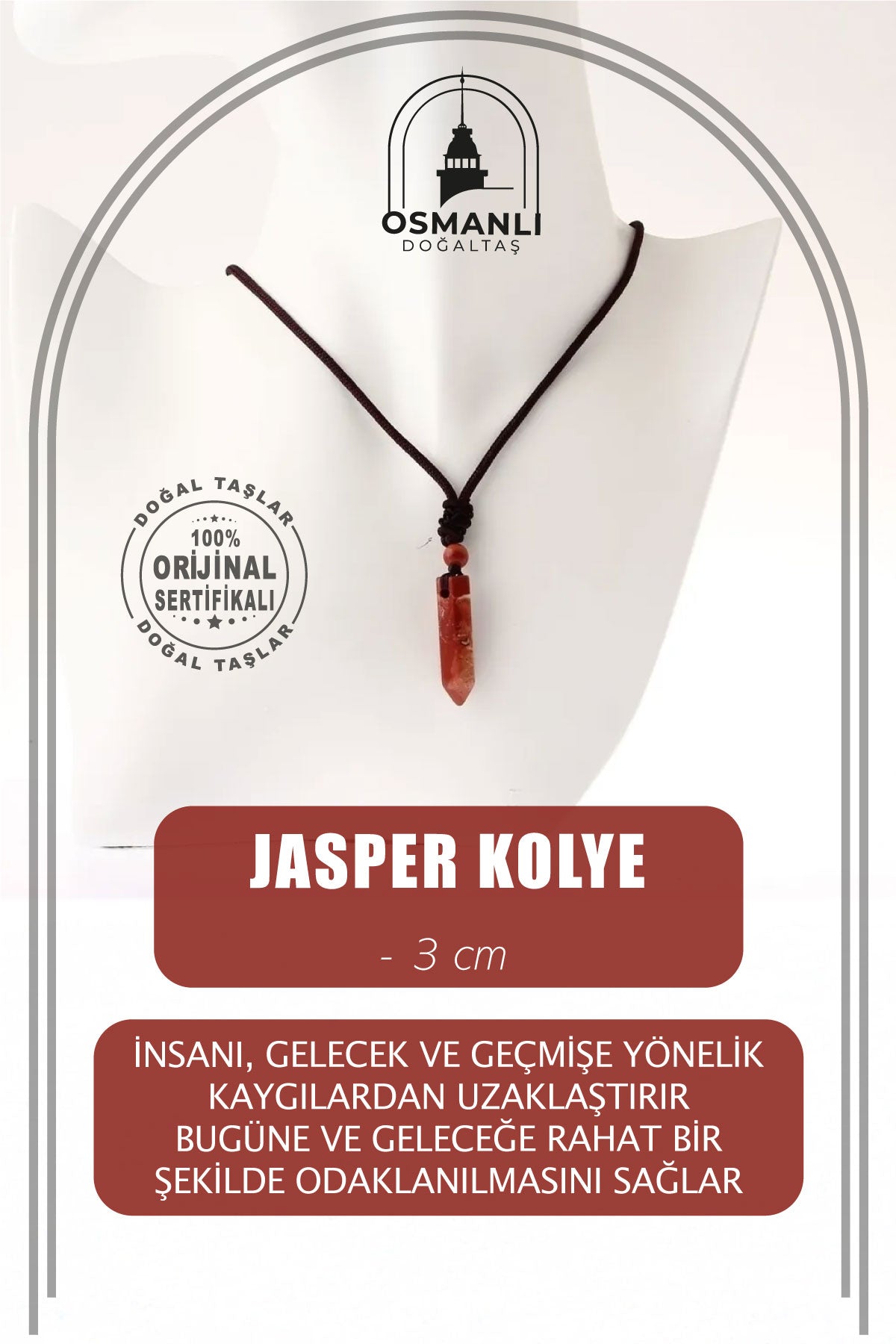 Jasper Doğal Taş Kolye Ucu 3cm
