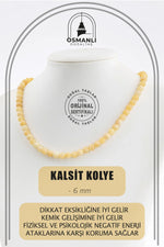 Kalsit 6 mm Dizi Doğal Taş Kolye