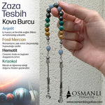 Kova Burcu Zaza Tesbih Doğal Taş Anjelit, Fosil Mercan, Hematit, Krizokol