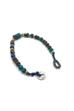 Krizokol-Kaplan Gözü-Azurit Malakit-Hematit Doğal Taş Gümüş Erkek Bileklik