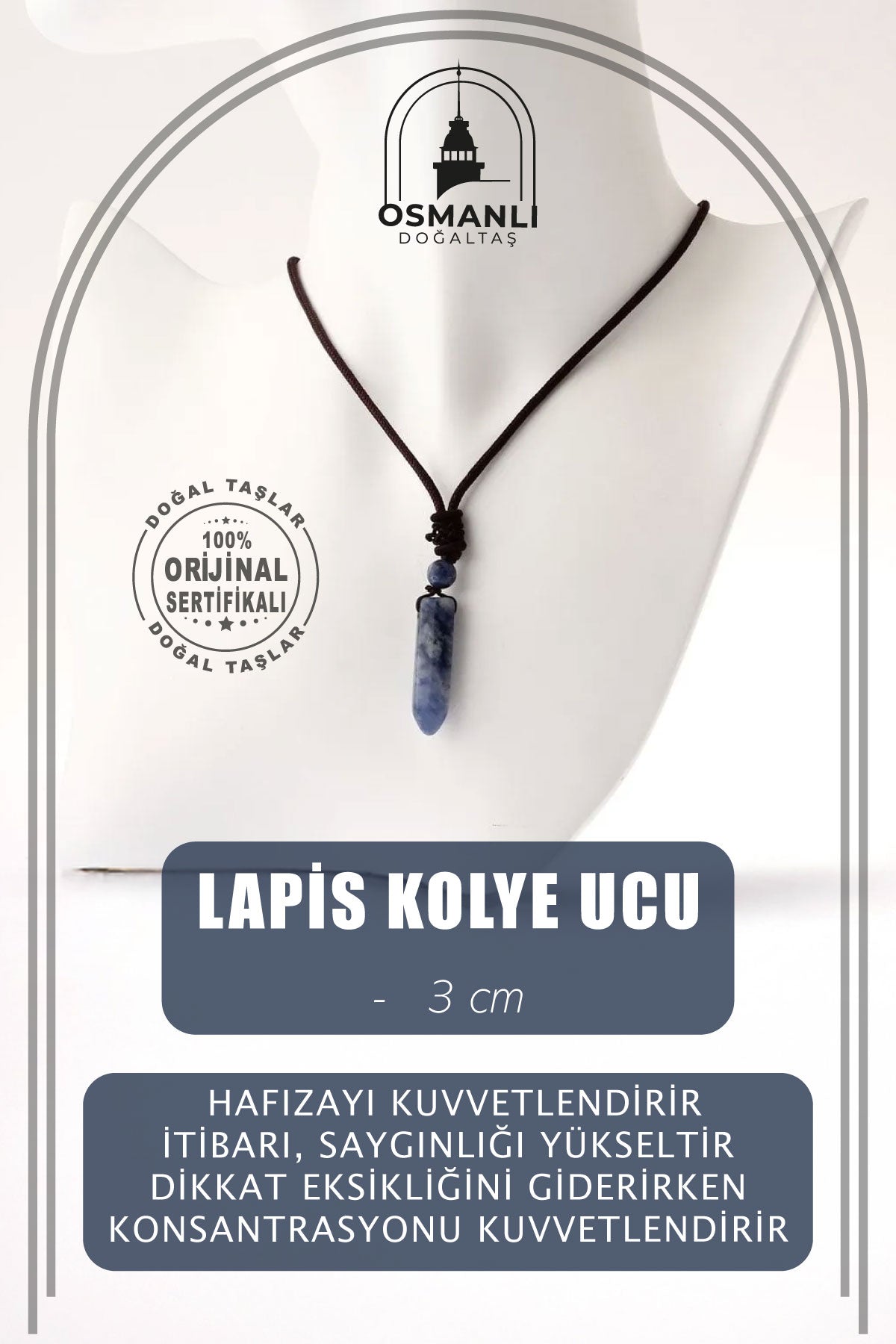 Lapis Doğal Taş Kolye Ucu 3cm