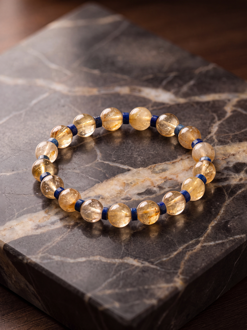 Sitrin - Lapis Lazuli Doğal Taş Bileklik (8 mm)