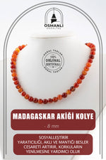 Madagaskar Akiği 8 mm Dizi Doğal Taş Kolye