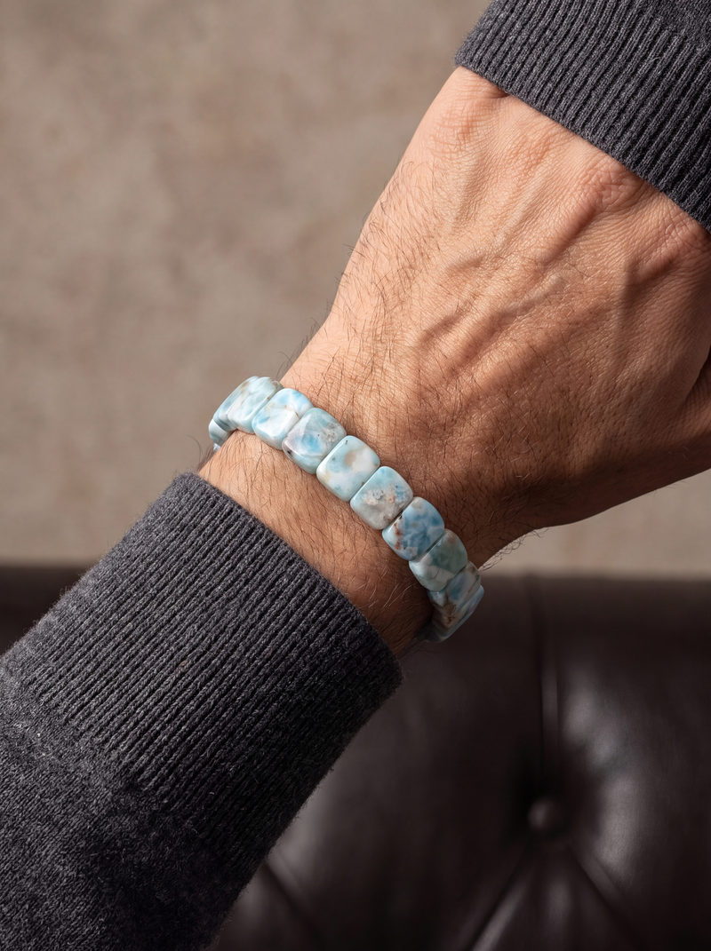 Larimar Doğal Taş Geniş Kesim Bileklik