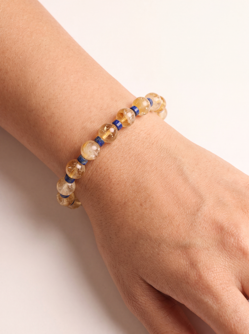 Sitrin - Lapis Lazuli Doğal Taş Bileklik (8 mm)