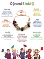 Öğrenci Bilekliği Doğal Taş Merdiven Kapama İpli Model Lapis - Sodalit - Karnelyan Akik - Kalsit - Aventurin - Rodonit -  Havlit