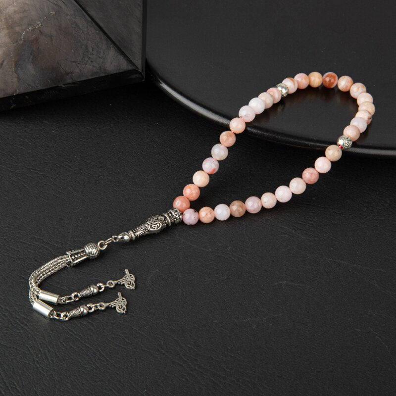 Opal Pembe Doğal Taş Tesbih 33lük - 6mm
