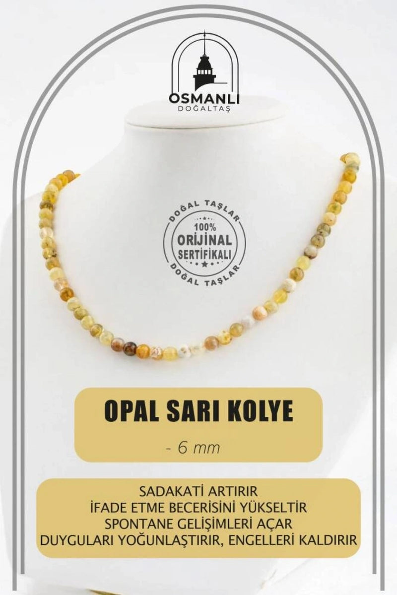 Opal Sarı 6 mm Dizi Doğal Taş Kolye