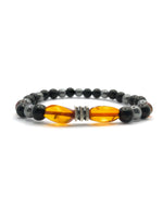 Orijinal Hakiki Kehribar - Shungite (Şungit) - Hematit Doğal Taş Misinalı Bileklik 6mm