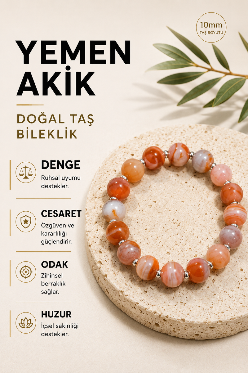 Yemen Akik Hematit & Doğal Taş Bileklik