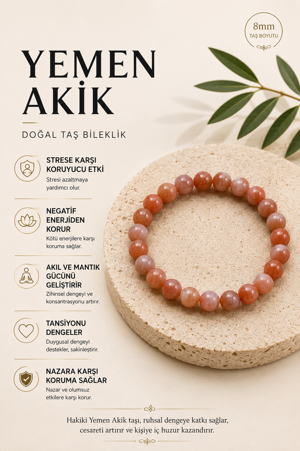 Yemen Akik & Hematit Doğal Taş Bileklik