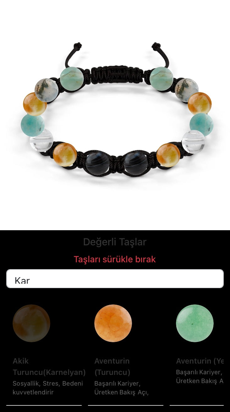 Özel Tasarım Makrome Bileklik - 14 Taş - Özel Tasarım Görseli