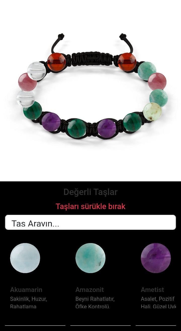 Özel Tasarım Makrome Bileklik - 14 Taş - Özel Tasarım Görseli