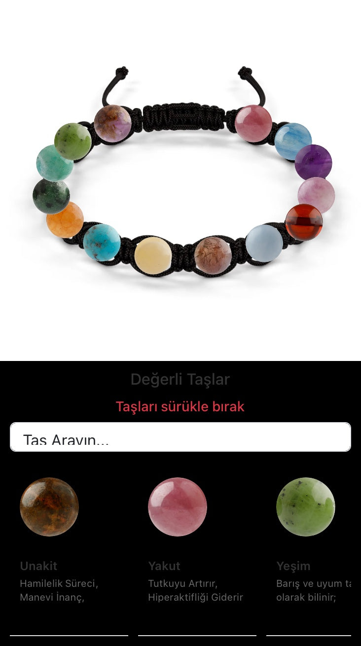 Özel Tasarım Makrome Bileklik - 14 Taş - Özel Tasarım Görseli