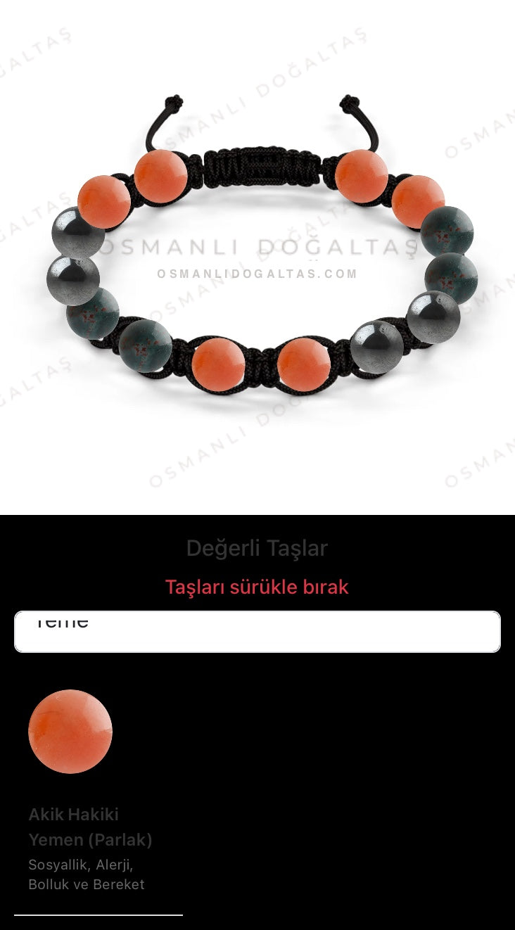 Özel Tasarım Makrome Bileklik - 14 Taş - Özel Tasarım Görseli