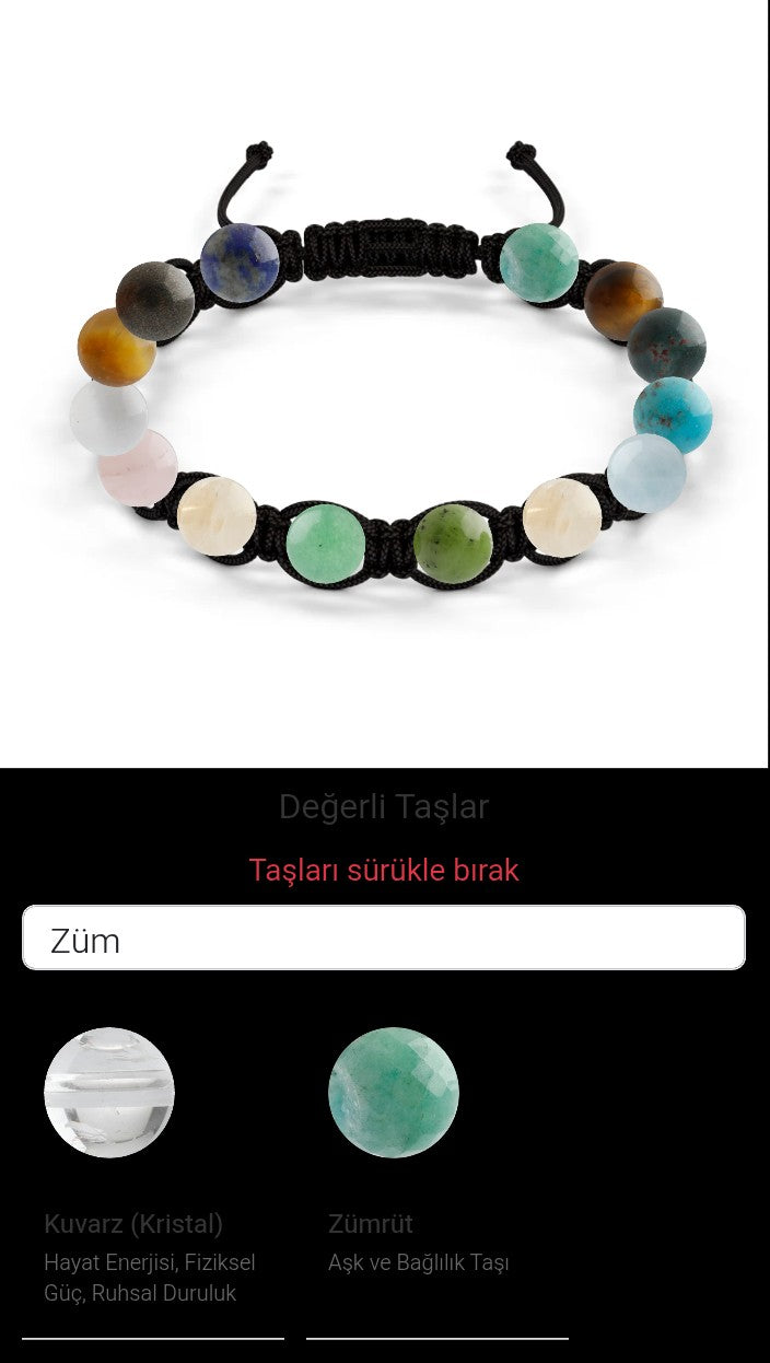 Özel Tasarım Makrome Bileklik - 14 Taş - Özel Tasarım Görseli