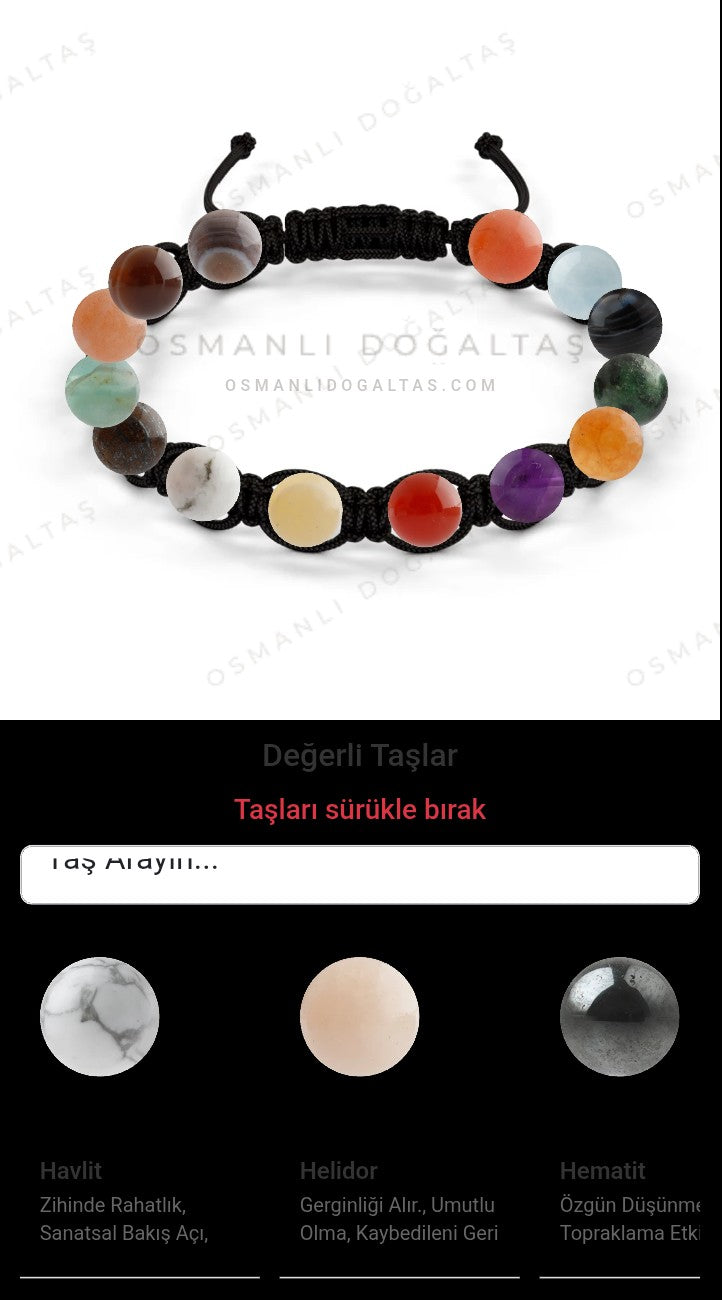 Özel Tasarım Makrome Bileklik - 14 Taş - Özel Tasarım Görseli