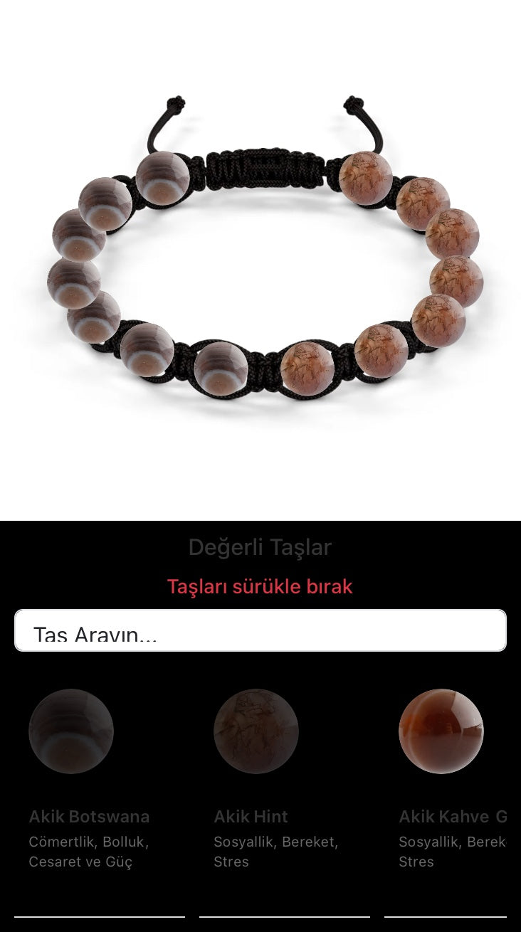 Özel Tasarım Makrome Bileklik - 14 Taş - Özel Tasarım Görseli