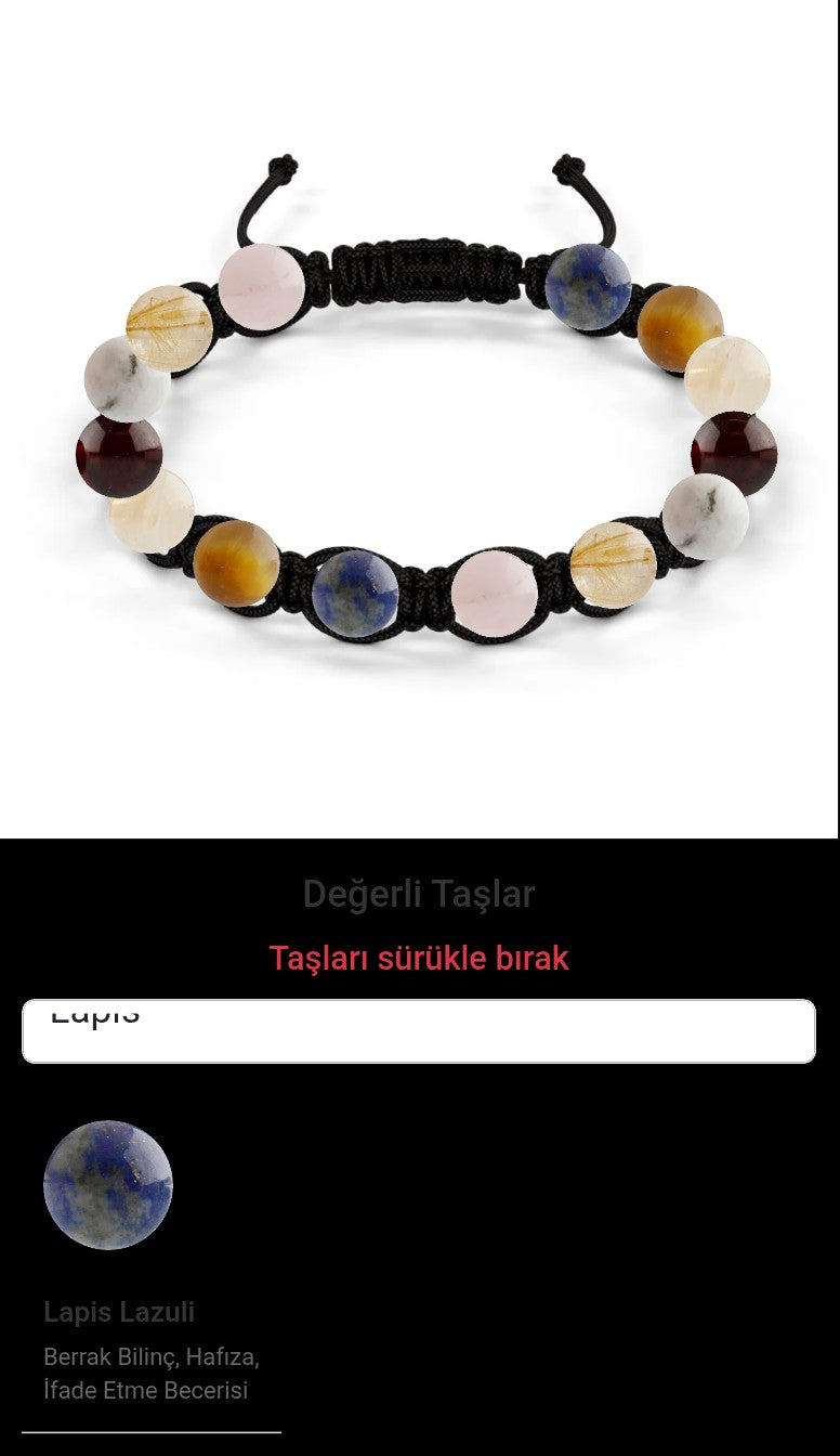 Özel Tasarım Makrome Bileklik - 14 Taş - Özel Tasarım Görseli
