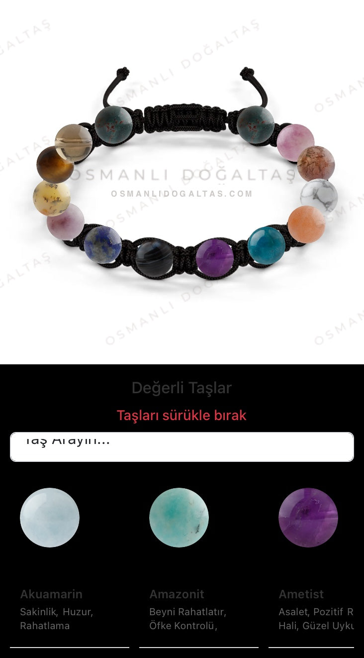 Özel Tasarım Makrome Bileklik - 14 Taş - Özel Tasarım Görseli