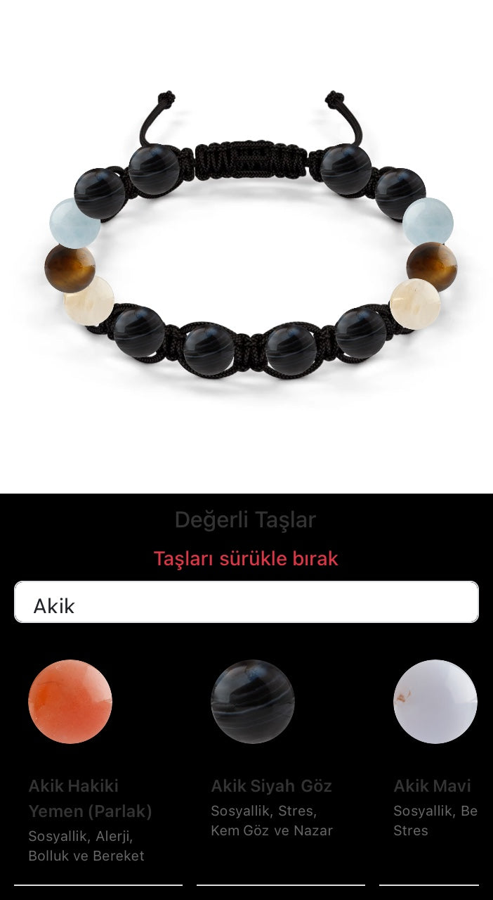 Özel Tasarım Makrome Bileklik - 14 Taş - Özel Tasarım Görseli