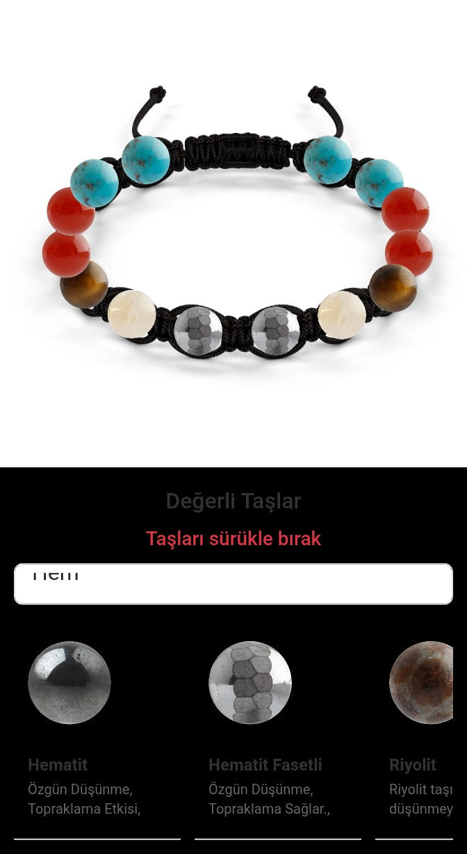 Özel Tasarım Makrome Bileklik - 14 Taş - Özel Tasarım Görseli