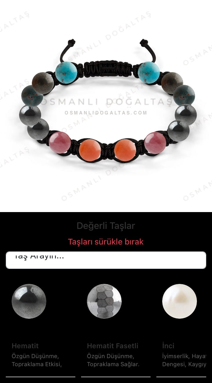Özel Tasarım Makrome Bileklik - 14 Taş - Özel Tasarım Görseli