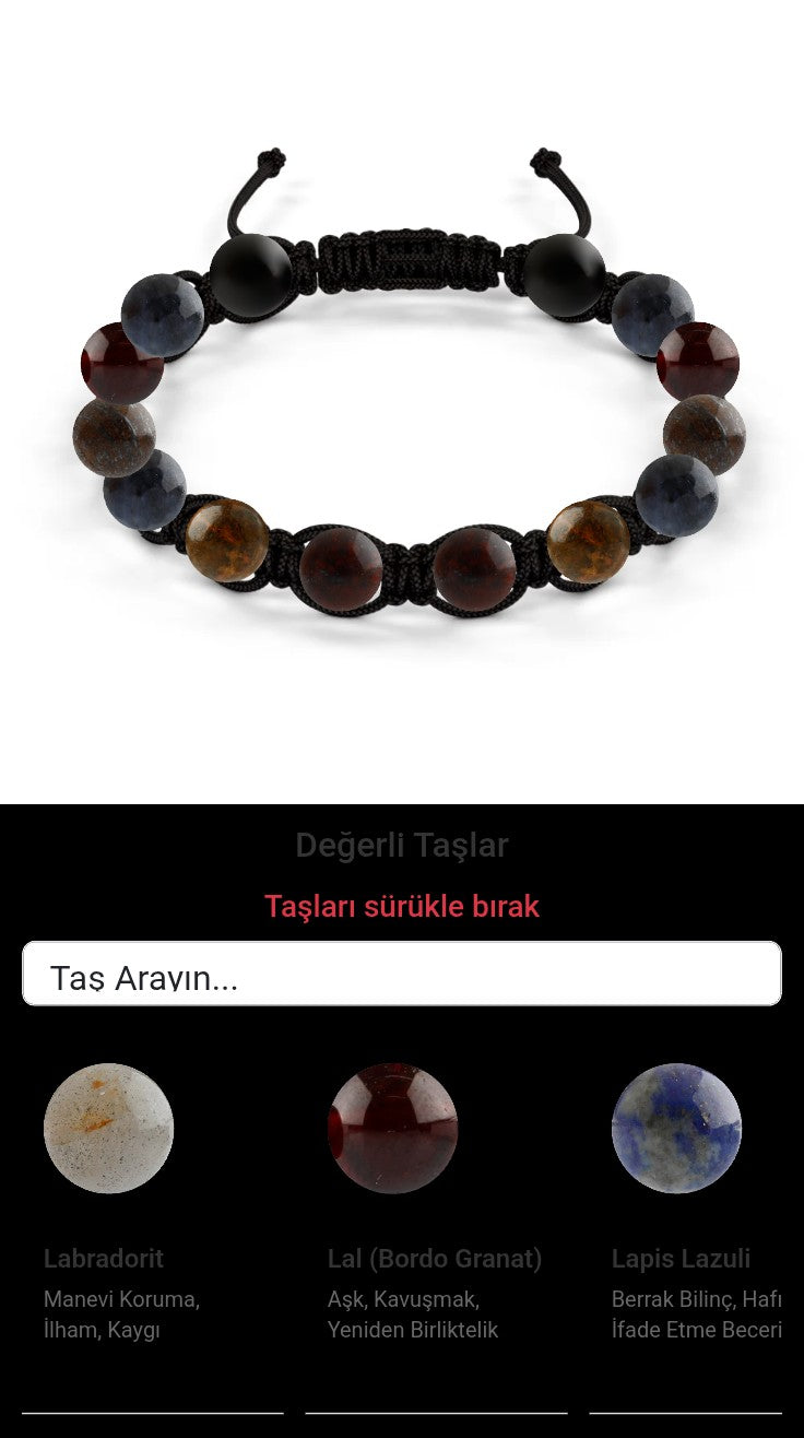 Özel Tasarım Makrome Bileklik - 14 Taş - Özel Tasarım Görseli