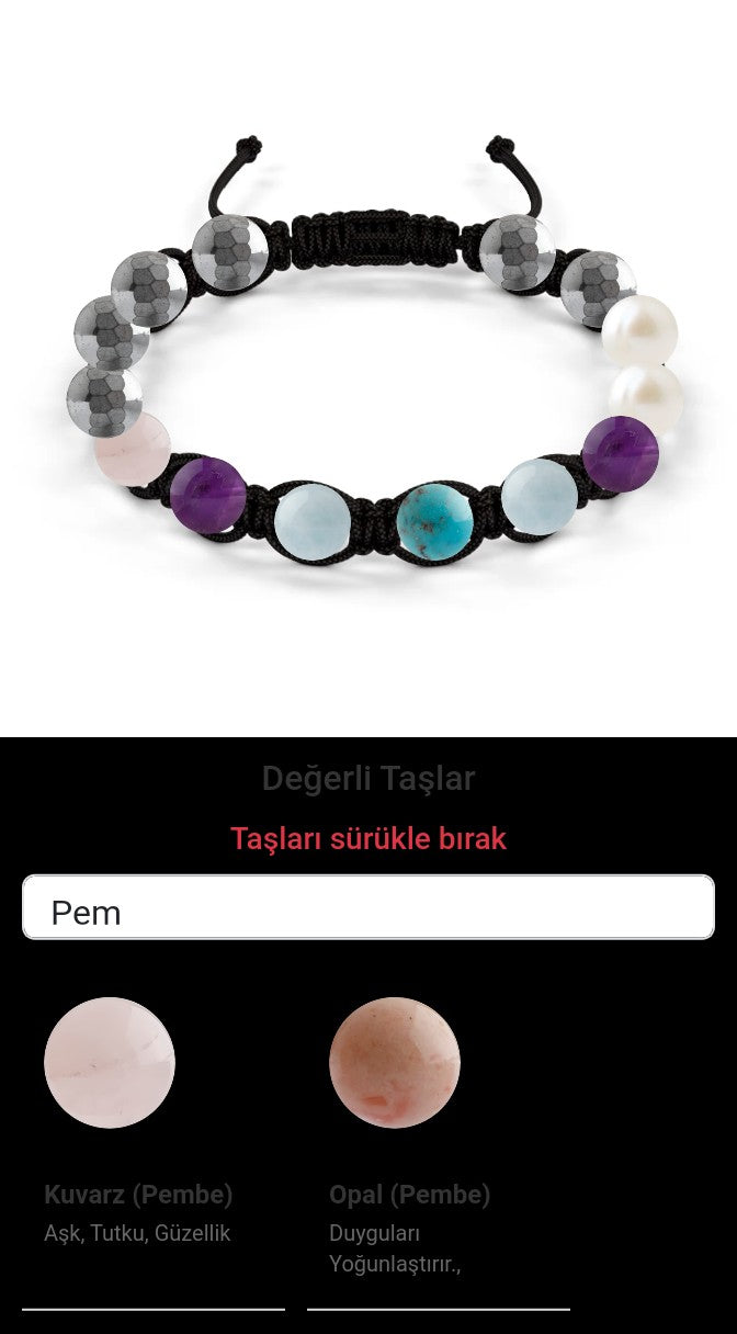 Özel Tasarım Makrome Bileklik - 14 Taş - Özel Tasarım Görseli