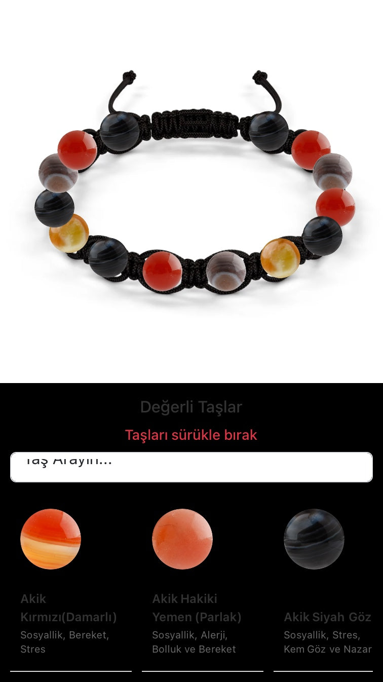 Özel Tasarım Makrome Bileklik - 14 Taş - Özel Tasarım Görseli