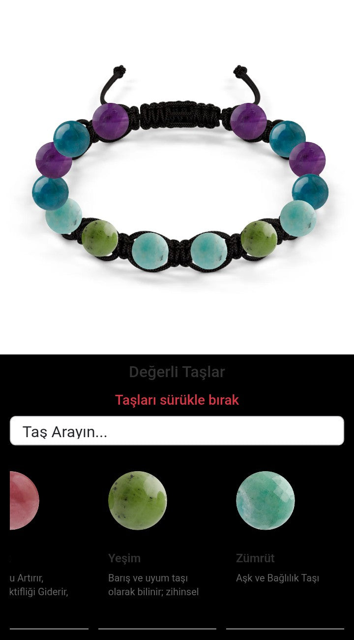 Özel Tasarım Makrome Bileklik - 14 Taş - Özel Tasarım Görseli