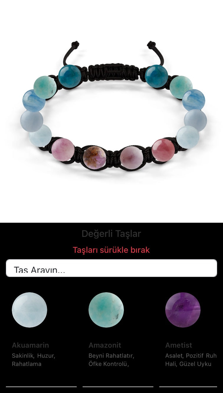 Özel Tasarım Makrome Bileklik - 14 Taş - Özel Tasarım Görseli