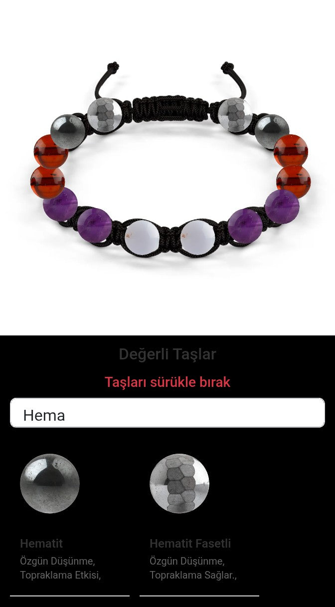 Özel Tasarım Makrome Bileklik - 14 Taş - Özel Tasarım Görseli