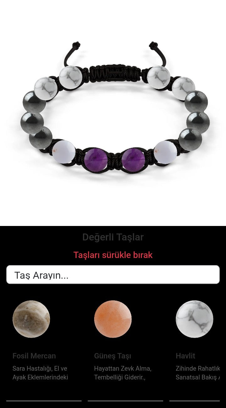Özel Tasarım Makrome Bileklik - 14 Taş - Özel Tasarım Görseli