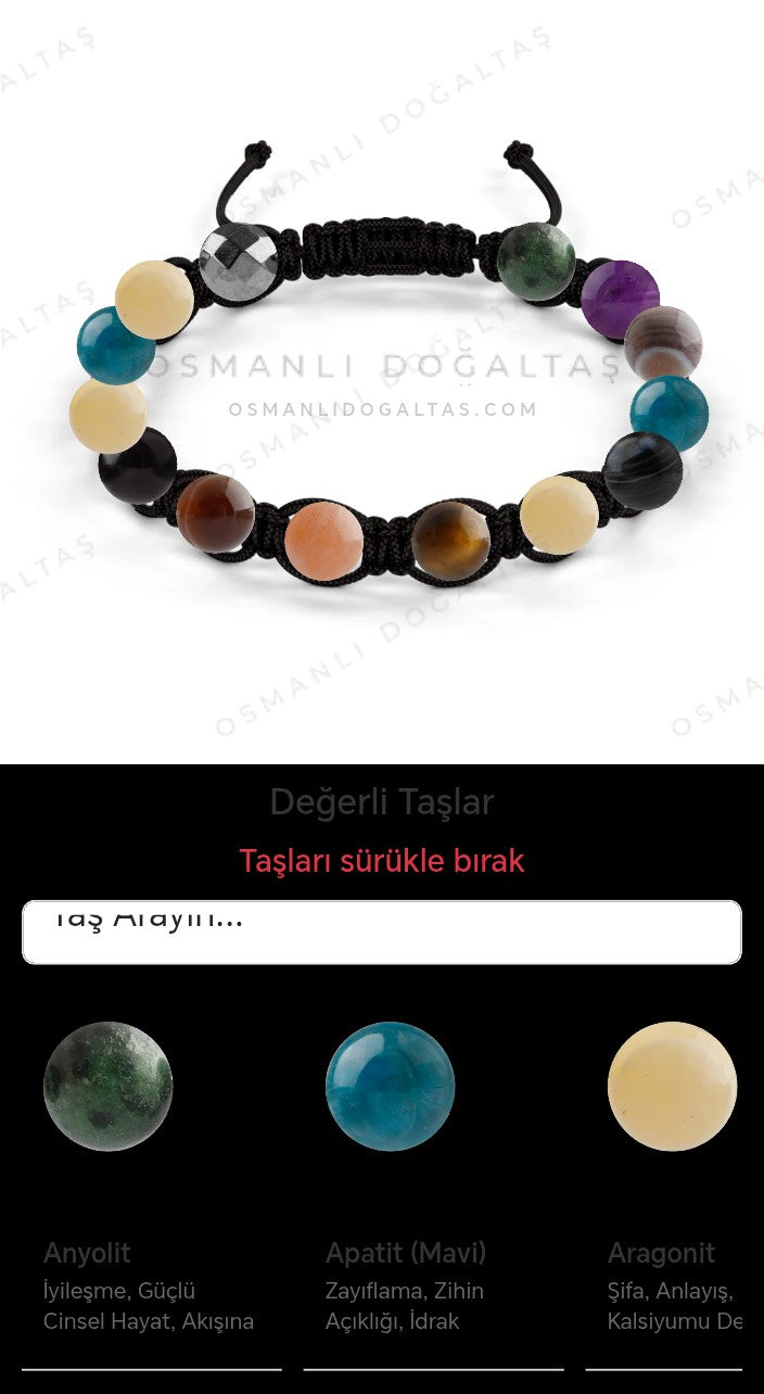Özel Tasarım Makrome Bileklik - 14 Taş - Özel Tasarım Görseli