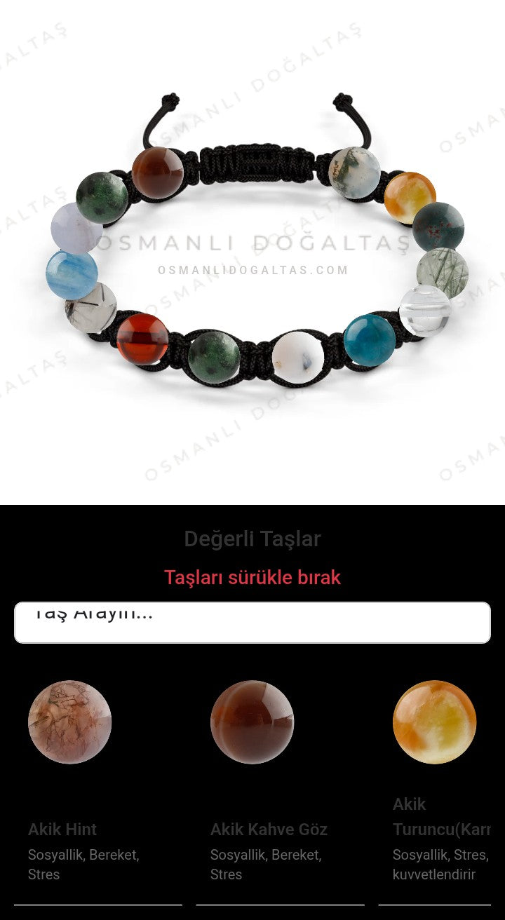Özel Tasarım Makrome Bileklik - 14 Taş - Özel Tasarım Görseli