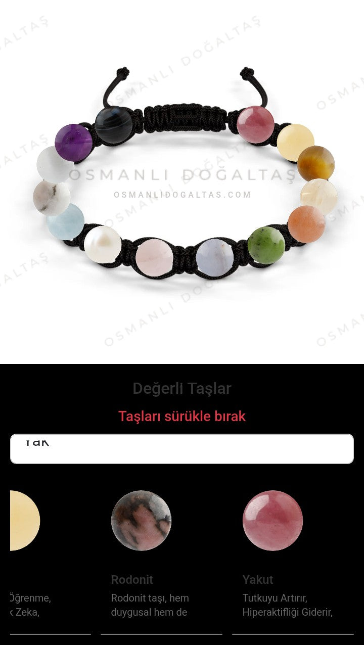 Özel Tasarım Makrome Bileklik - 14 Taş - Özel Tasarım Görseli