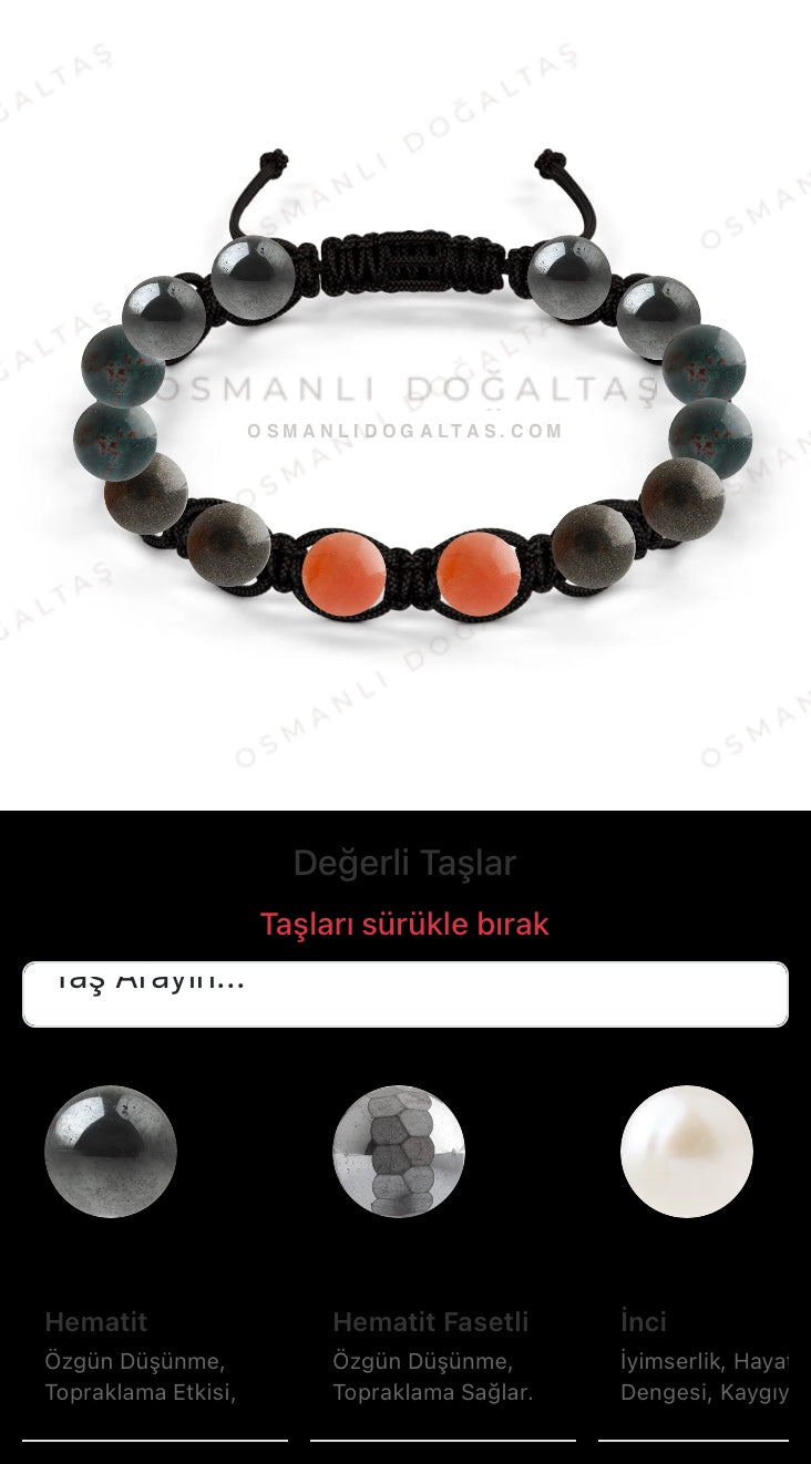 Özel Tasarım Makrome Bileklik - 14 Taş - Özel Tasarım Görseli