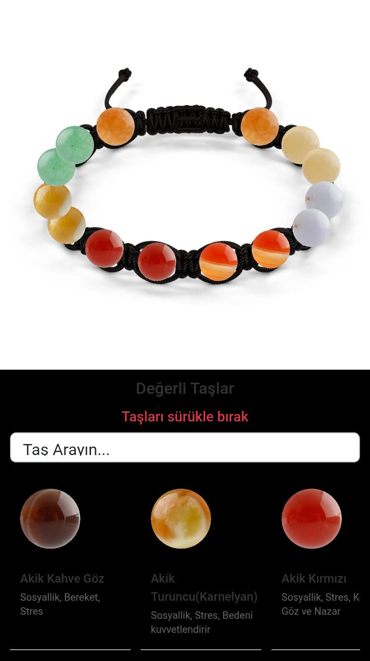 Özel Tasarım Makrome Bileklik - 14 Taş - Özel Tasarım Görseli