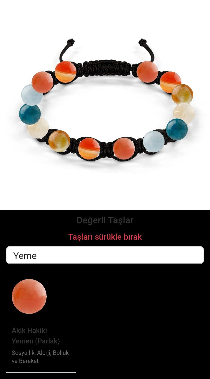 Özel Tasarım Makrome Bileklik - 14 Taş - Özel Tasarım Görseli