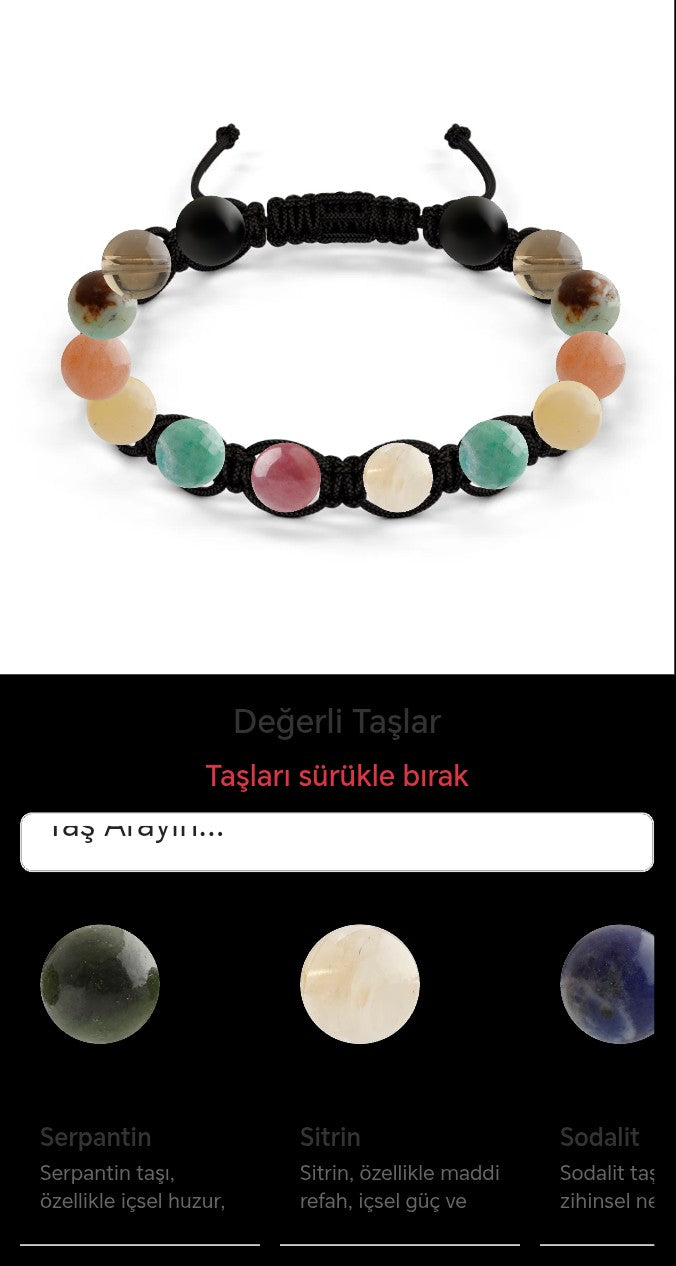 Özel Tasarım Makrome Bileklik - 14 Taş - Özel Tasarım Görseli