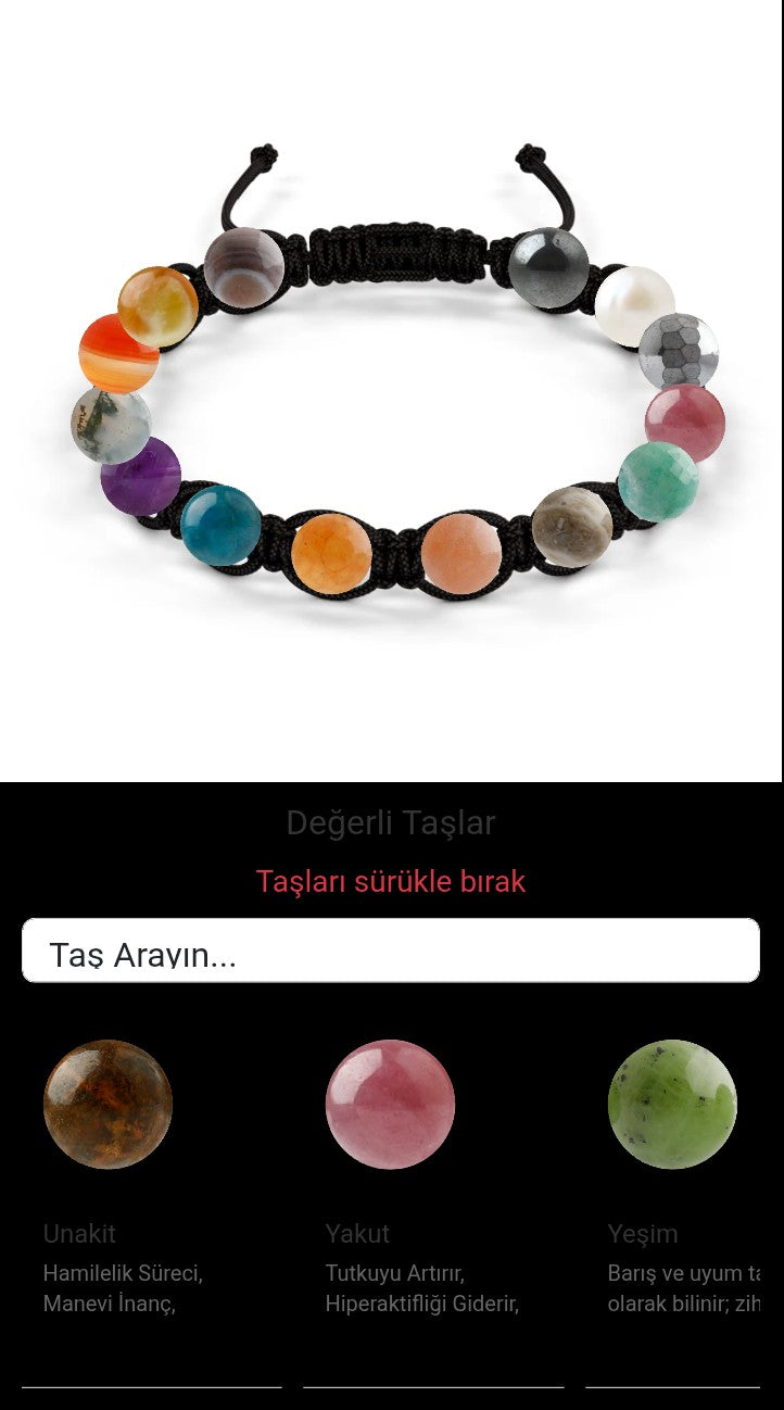 Özel Tasarım Makrome Bileklik - 14 Taş - Özel Tasarım Görseli